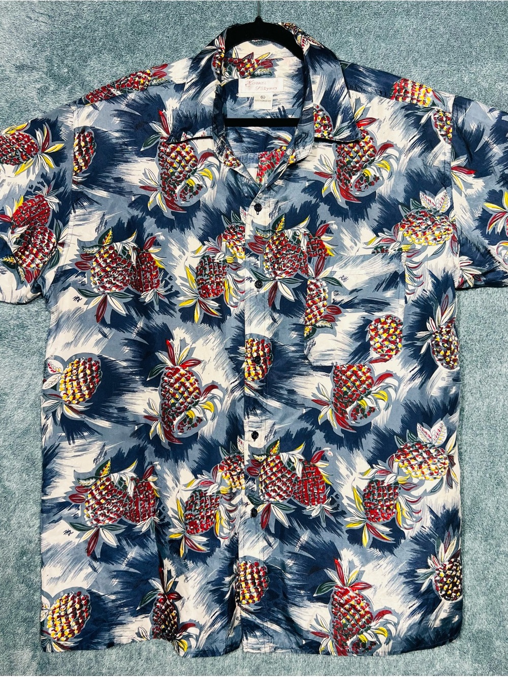 Vintage Hawaii Silkyway XL Silk Pineapple Hawaiian Shirt